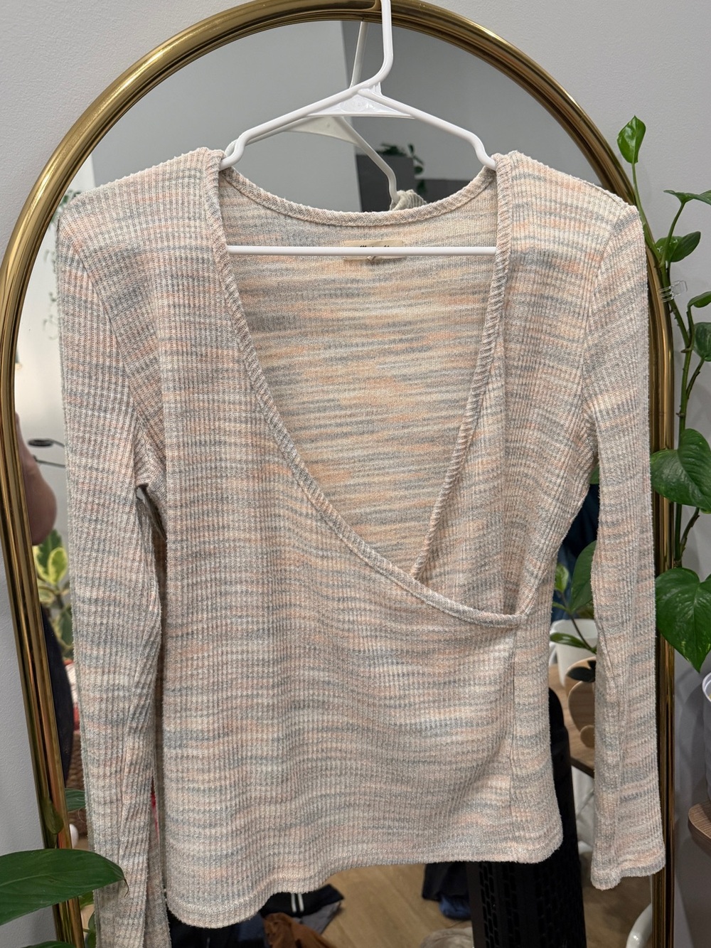 Madewell Soft Striped Wrap-Style V-Neck Top - Pastel Multi